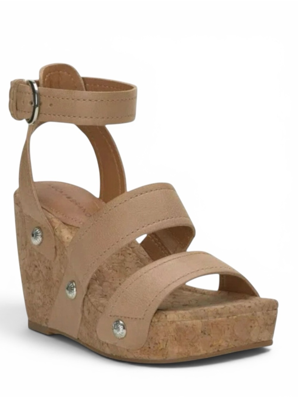 Lucky Brand Tan Leather Cork Wedge Sandals Size 9 Platform Ankle Strap | NWT